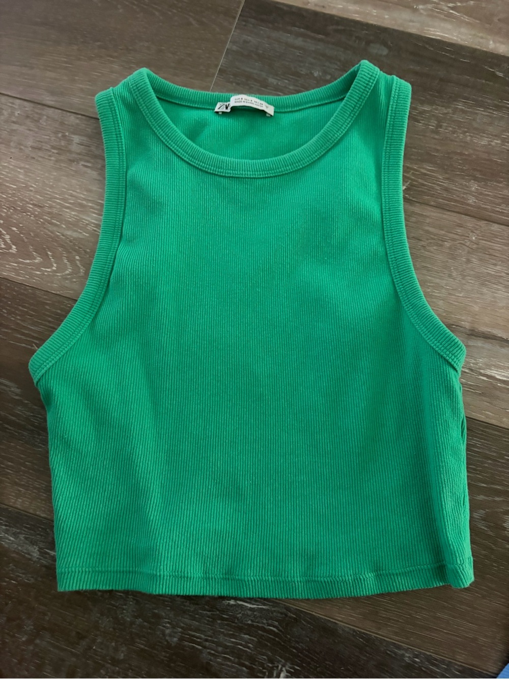 Zara Green Ribbed Tank Crop Top
